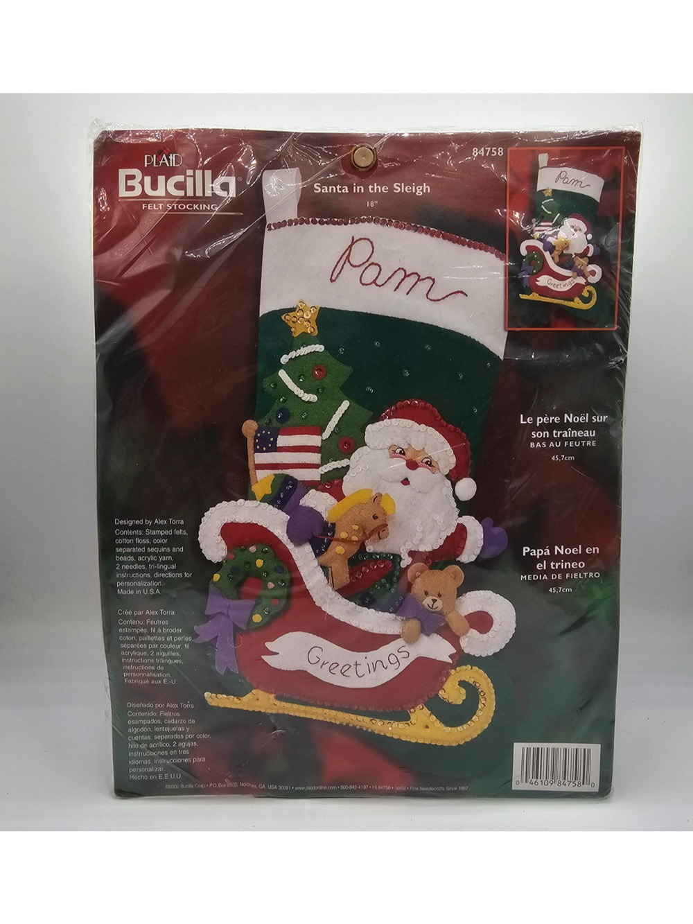 Bucilla Felt Christmas Stocking Kit Santa in the Sleigh 84758